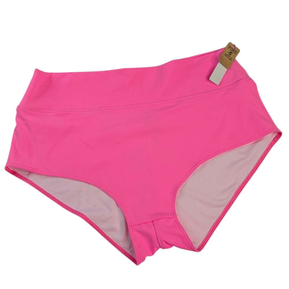 Victoria's Secret PINK Hot Pink Bikini Bottom XXL 2XL High Waist Swimsuit NWT